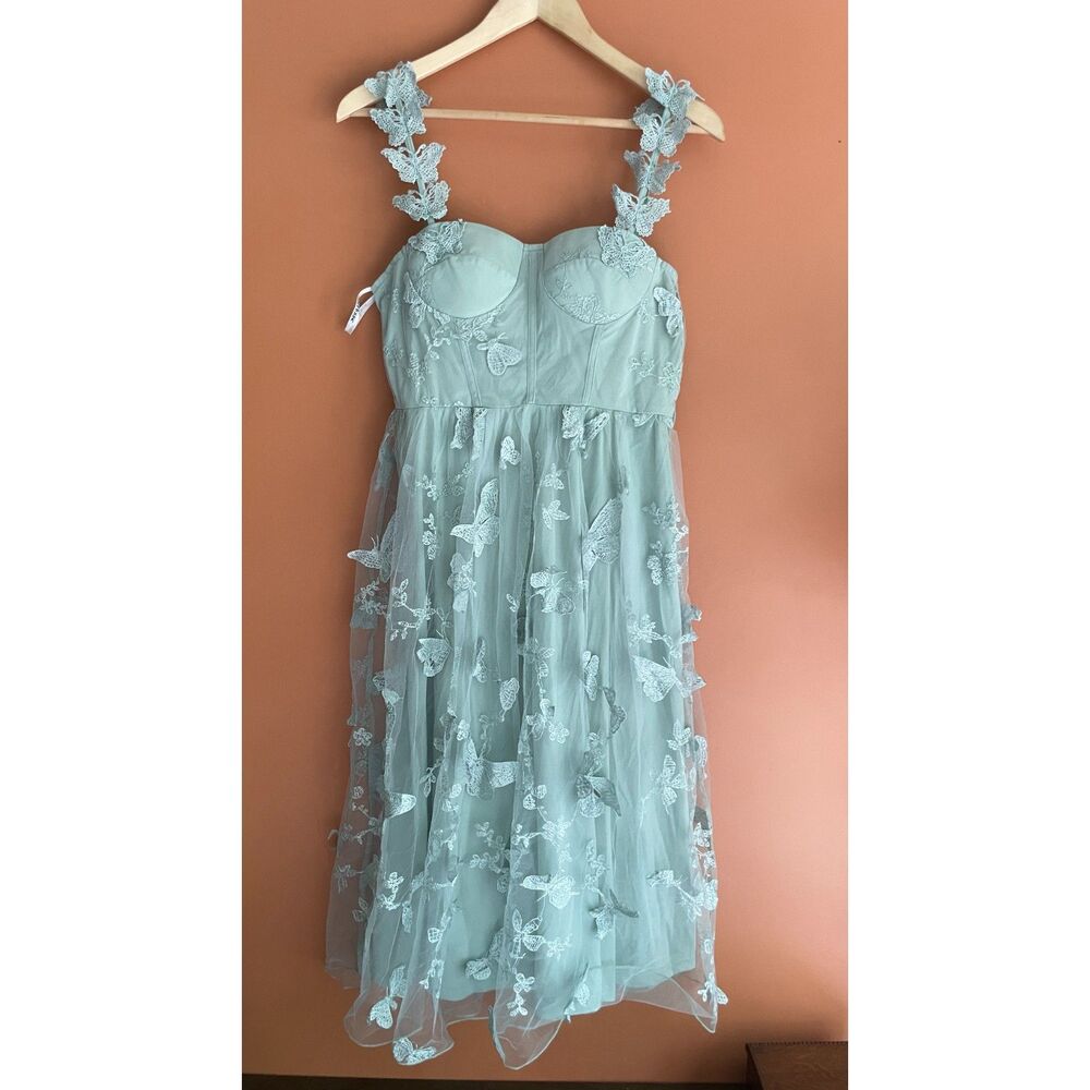 JJ’s House 3D Butterfly Dress Fairycore Romantic Prairie Corset Midi Size M